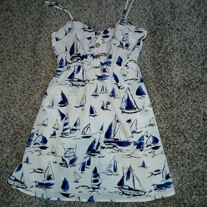 Pauln KC Strappy Nautical Boat Pattern Mini Dress Small